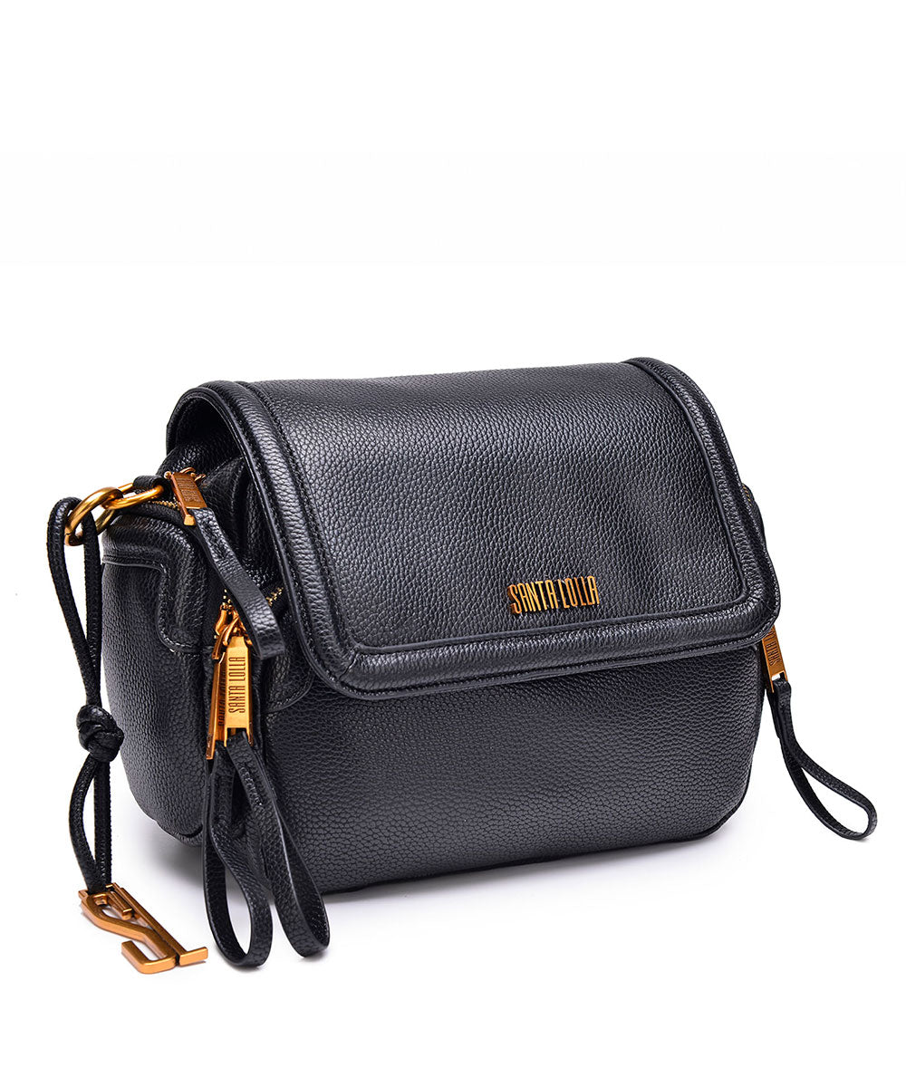 Bolsa Transversal Santa Lolla Preto Média Tramada