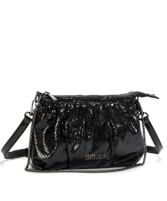 Bolsa Transversal Santa Lolla Preto Metalizado
