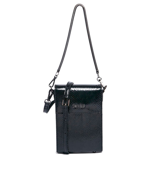 Bolsa Transversal Santa Lolla Preto Metalizado
