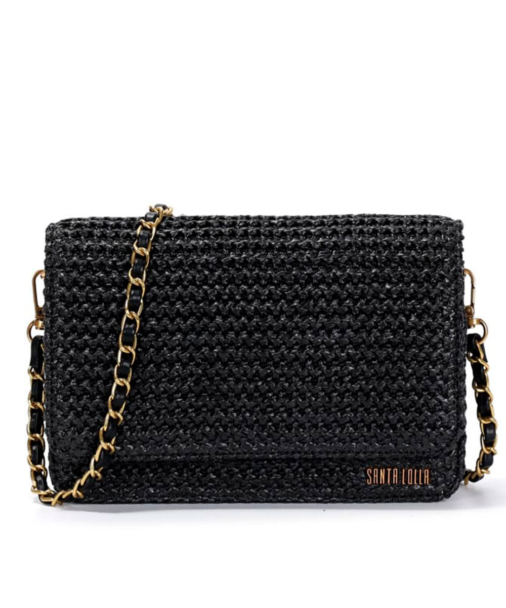 Bolsa Transversal Santa Lolla Tramado Preto