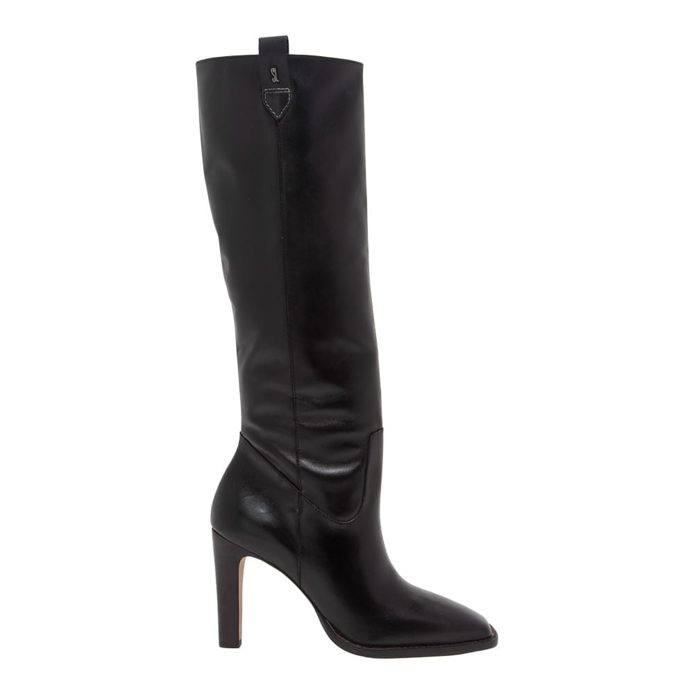 Bota Preta Couro Santa Lolla Cano Longo Salto Alto Fino