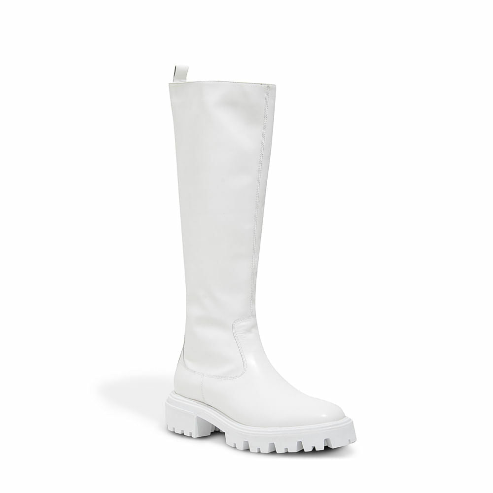 Bota Santa Lolla Branca Tratorada Couro Cano Longo