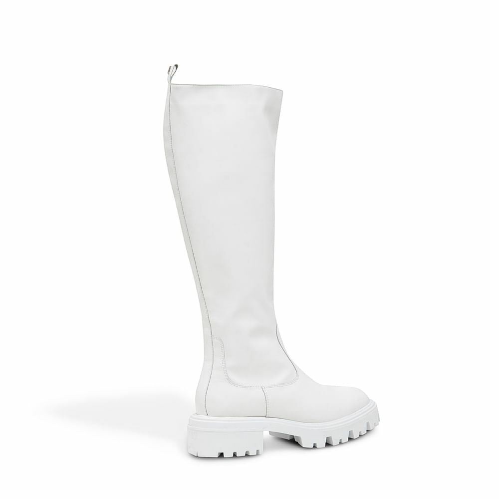 Bota Santa Lolla Branca Tratorada Couro Cano Longo