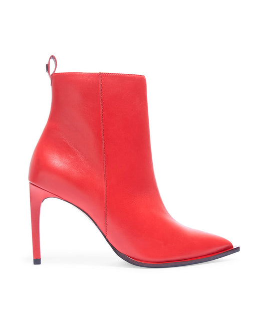 Bota Santa Lolla Cano Curto Vermelha Couro Salto Fino