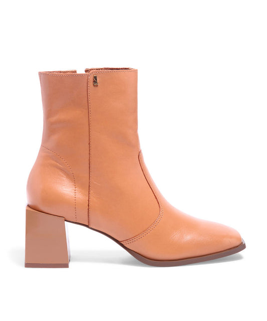 Bota Santa Lolla Nude Salto Quadrado Couro