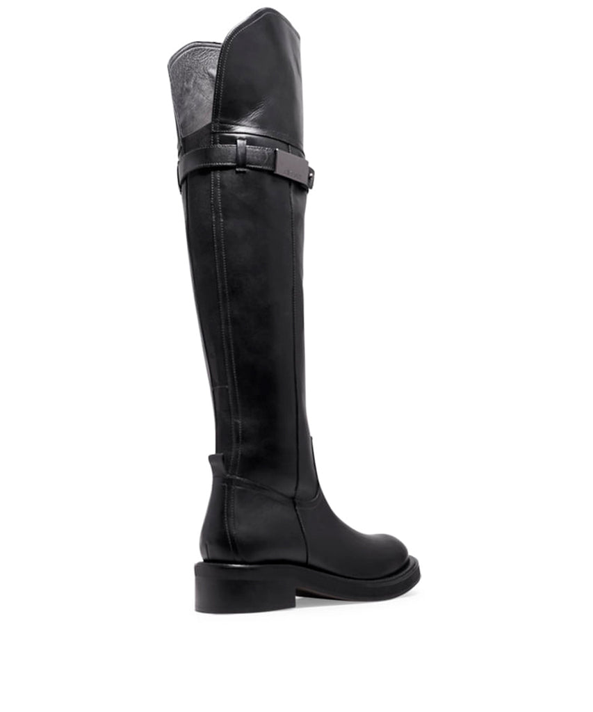 Bota Santa Lolla Preta Couro Over The Knee Salto Baixo