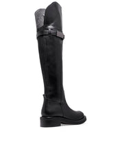 Bota Santa Lolla Preta Couro Over The Knee Salto Baixo