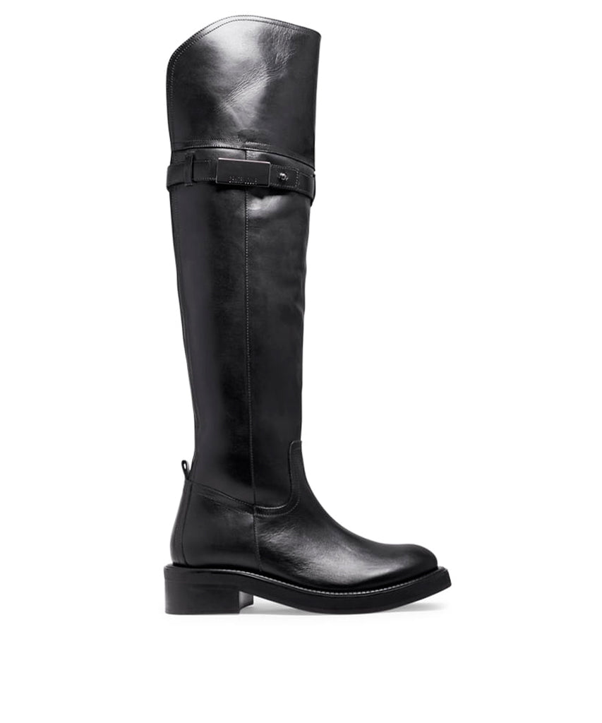 Arezzo Bota Over Knee Couro Preta Bota Over Bota Cano Alto Bico