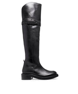 Bota Santa Lolla Preta Couro Over The Knee Salto Baixo