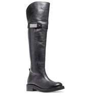 Bota Santa Lolla Preta Couro Over The Knee Salto Baixo