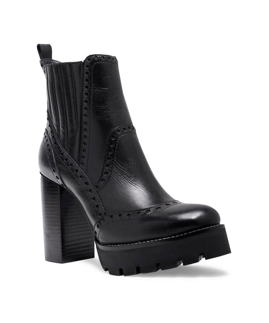 Bota Santa Lolla Preta Couro Salto Alto Grosso Tratorada