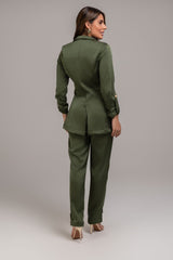 Calça Cenoura Com Botoes Dourados Verde Frysaide
