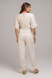 Calça Cenoura De Linho Natural Frysaide