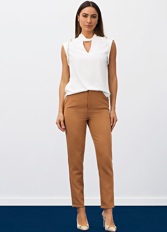 Calça Cós Com Pregas Camurca Meia Loka Meia Loka