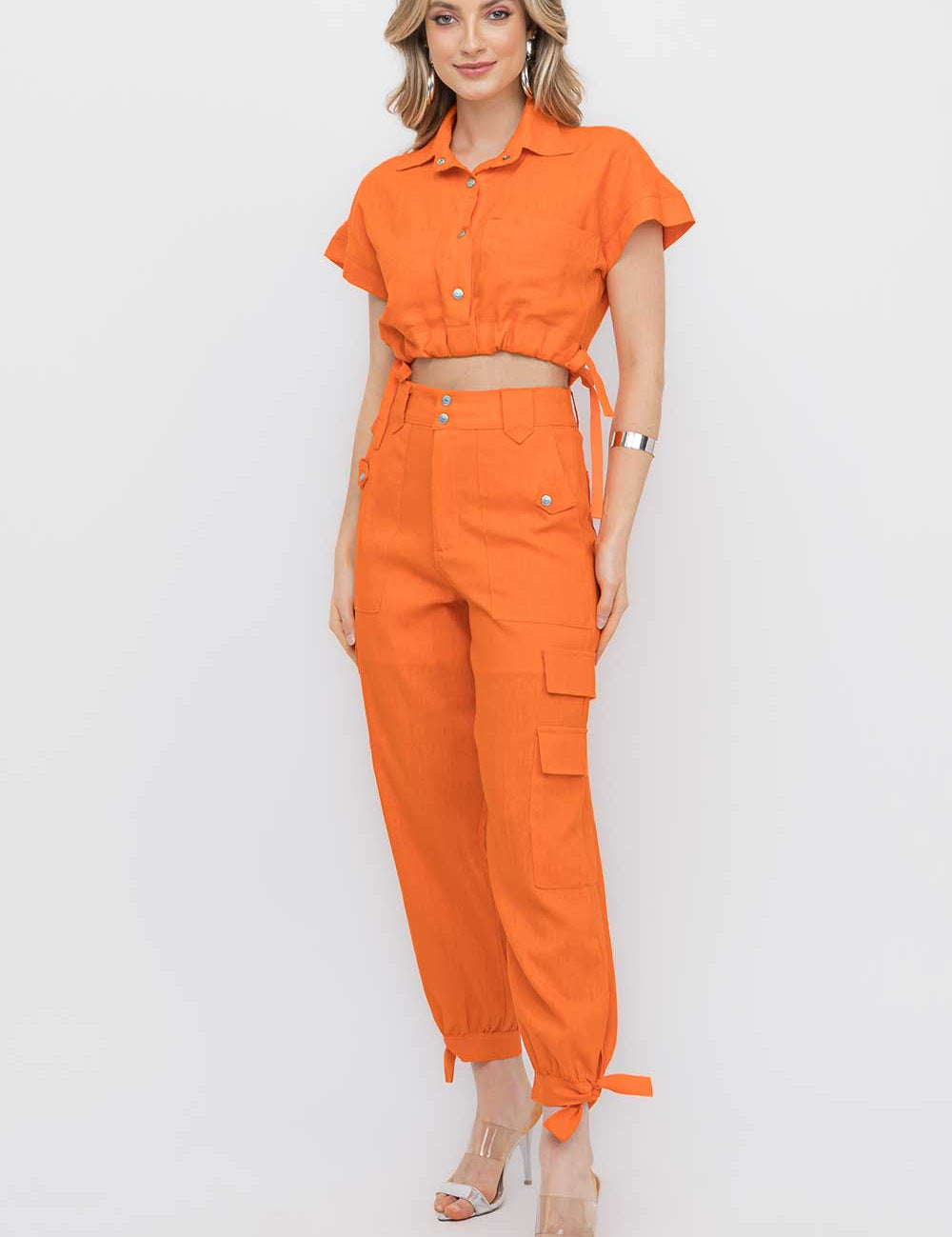 Calça Jogger Cargo Laranja Frysaide
