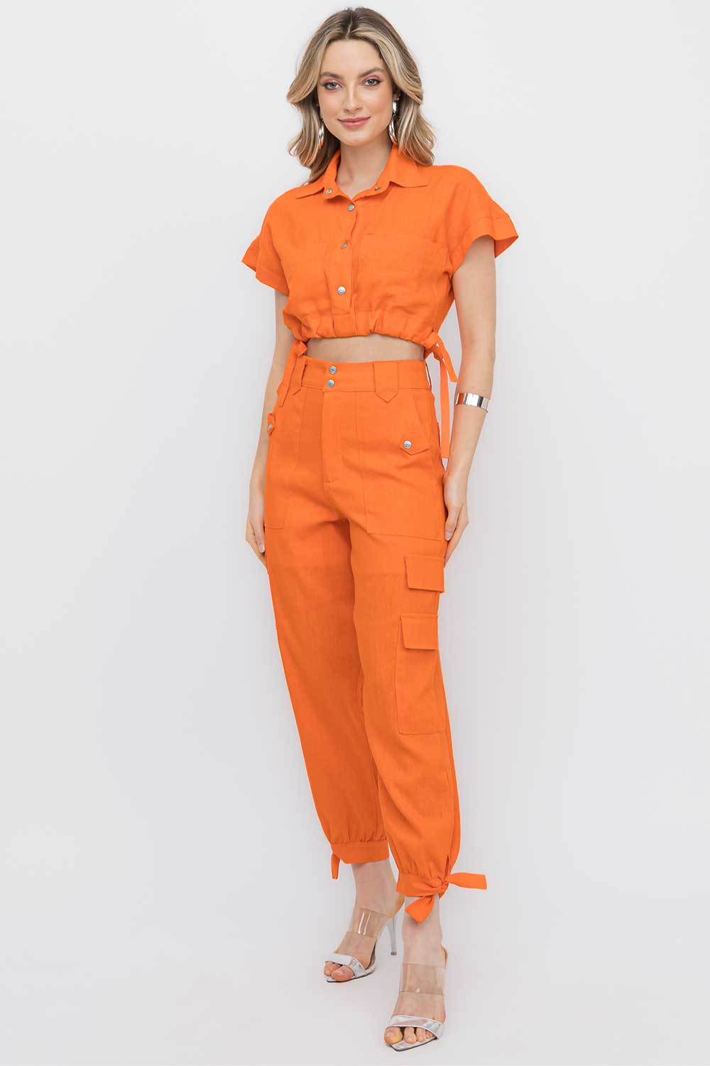 Calça Jogger Cargo Laranja Frysaide