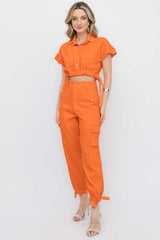 Calça Jogger Cargo Laranja Frysaide