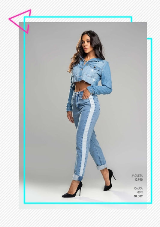 Calça Lottus Jeans Bicolor Mom