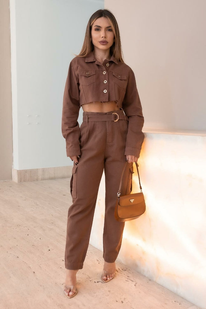 Calça Marrom Brim Cargo Frysaide