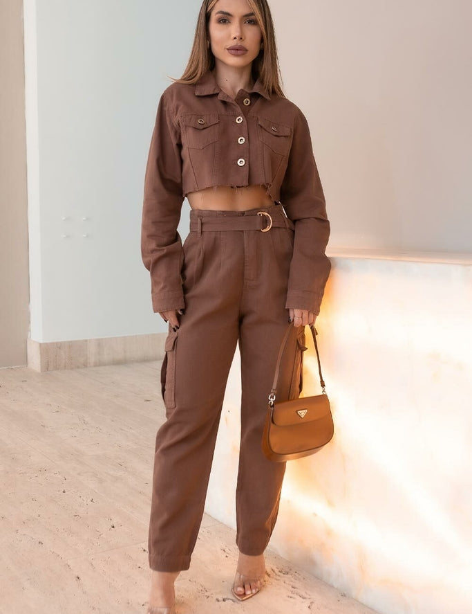 Calça Marrom Brim Cargo Frysaide
