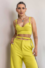 Calça Pantalona Alfaiataria Verde Lima Frysaide