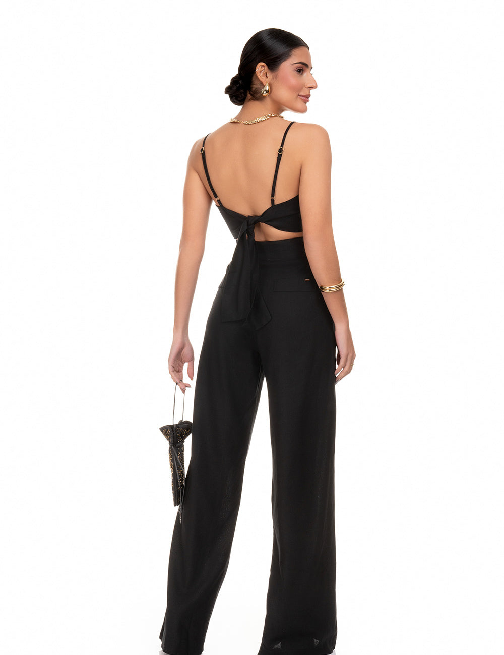 Calça Pantalona Linho Frysaide Preta