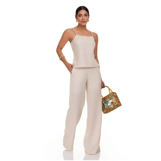 Calça Pantalona Linho Natural Frysaide