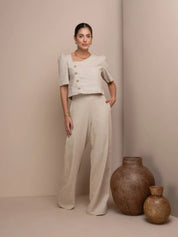 Calça Pantalona Linho Natural Frysaide
