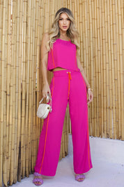 Calça Pantalona Pink Laranja Frysaide