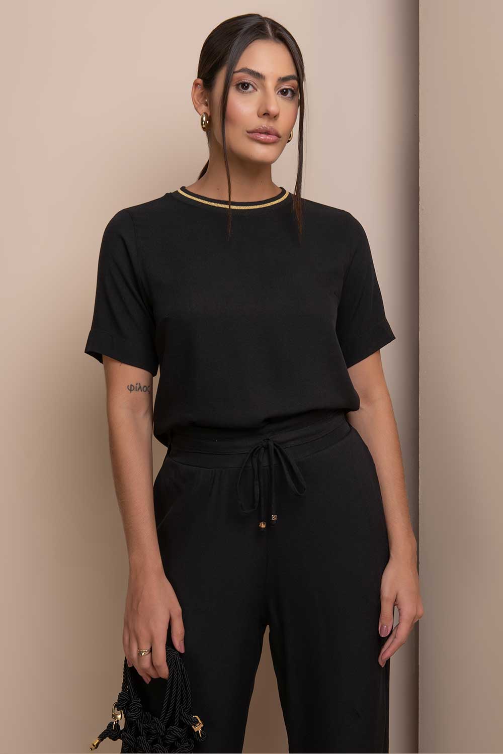 Calça Pantalona Preta Frysaide