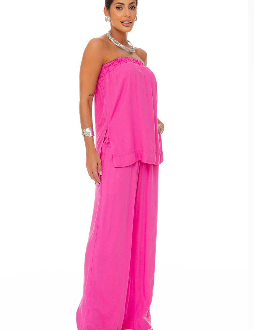 Calça Pantalona Rosa Frysaide