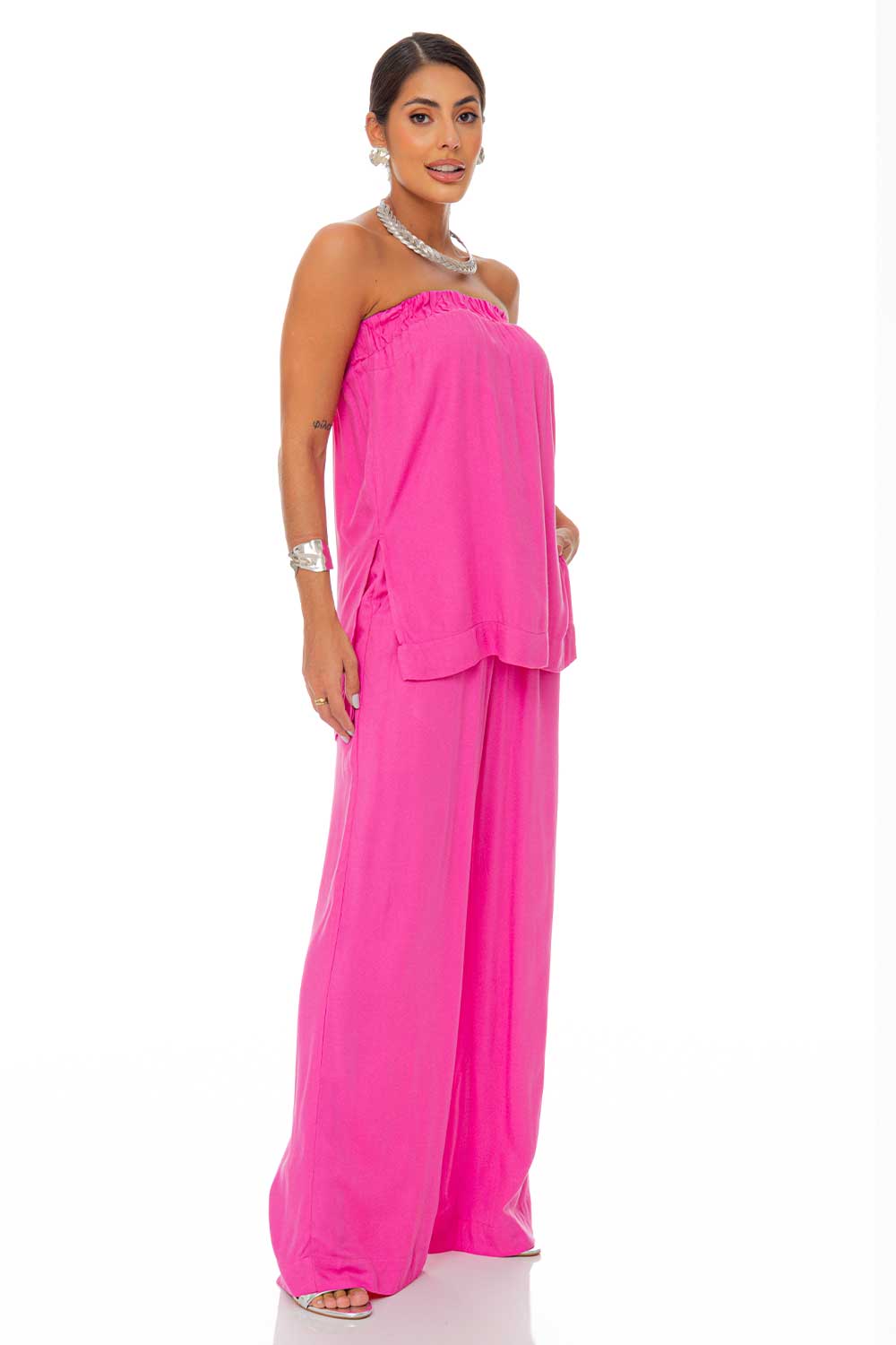 Calça Pantalona Rosa Frysaide