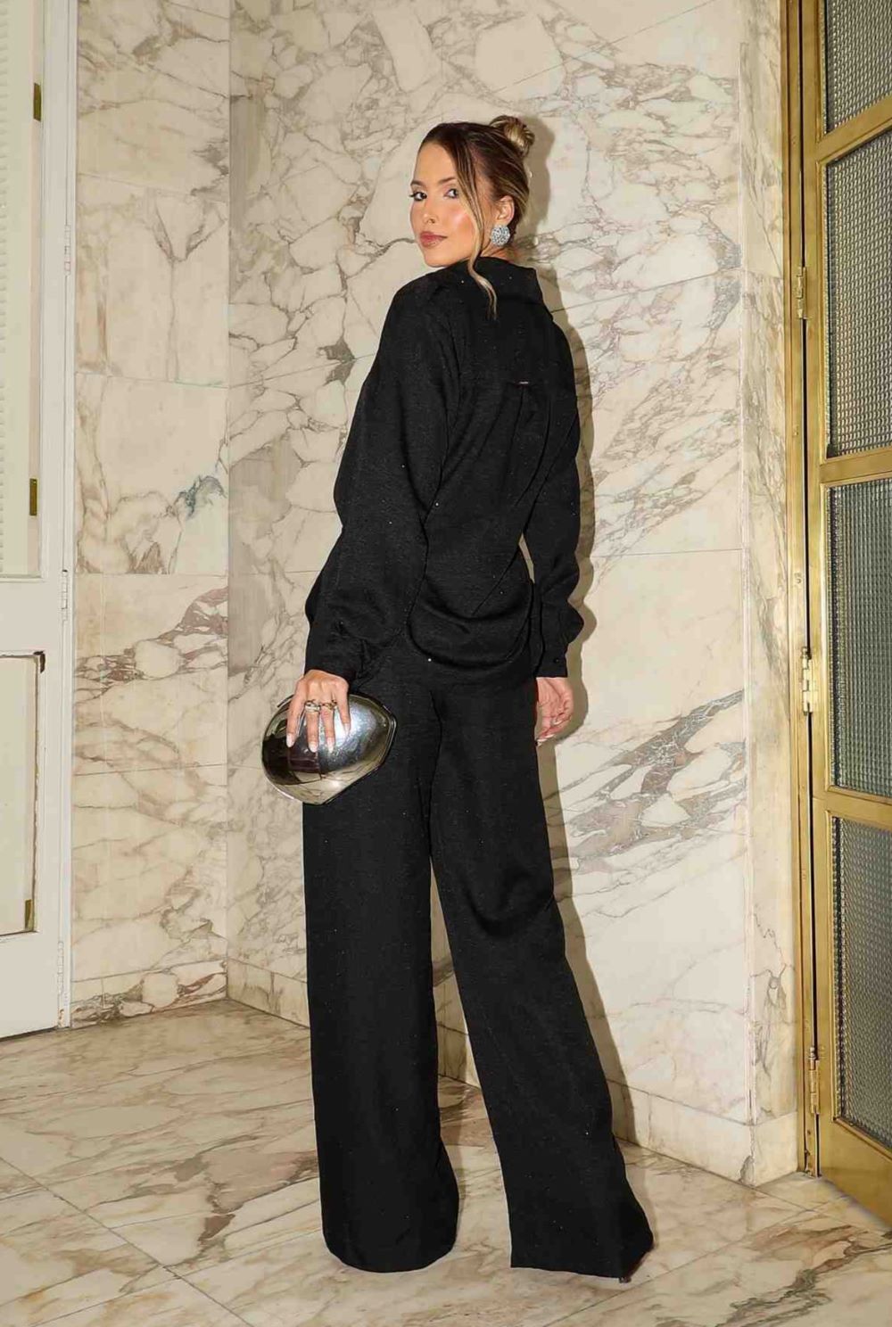 Calca Pantalona Yara Shine Preto Frysaide