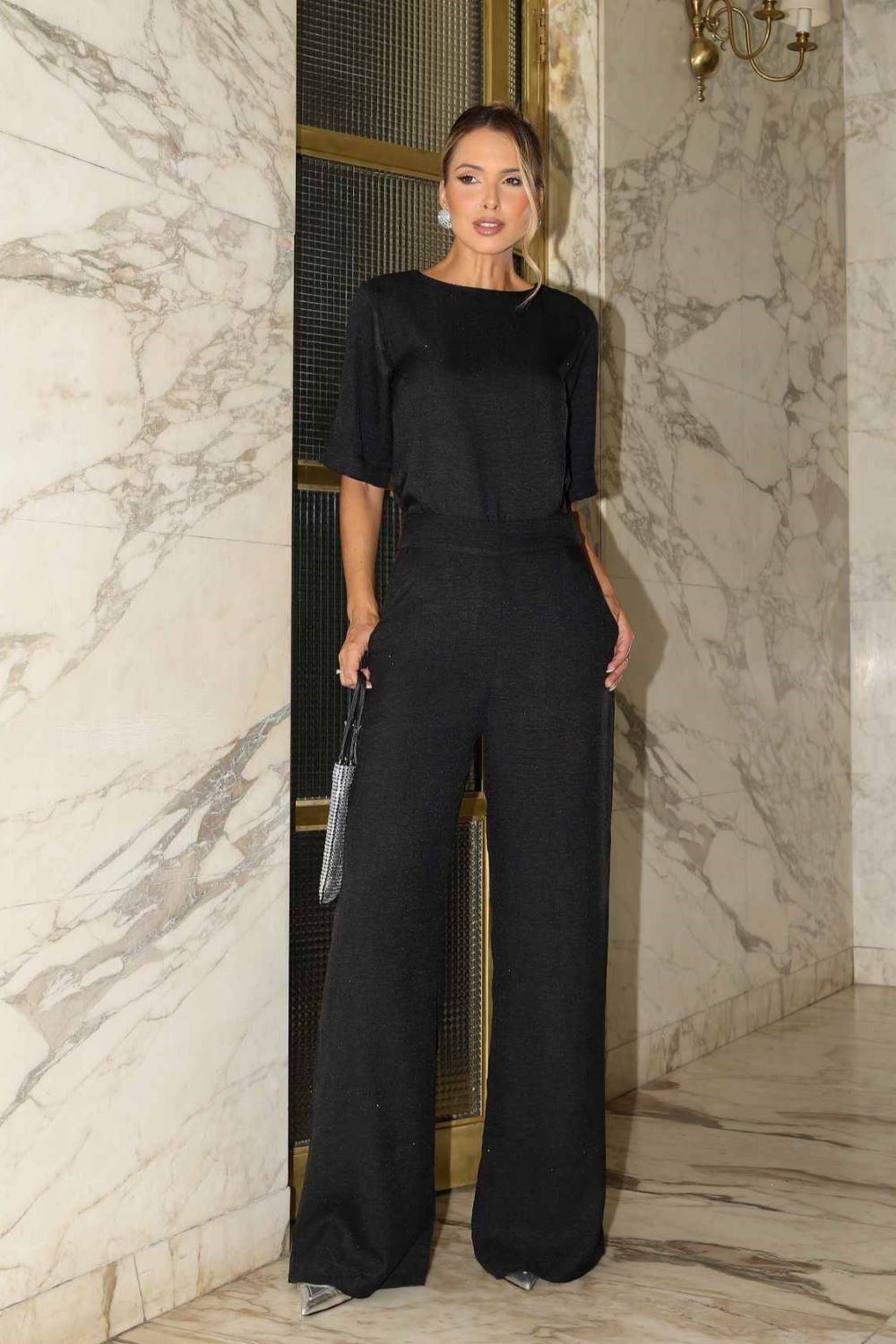 Calca Pantalona Yara Shine Preto Frysaide