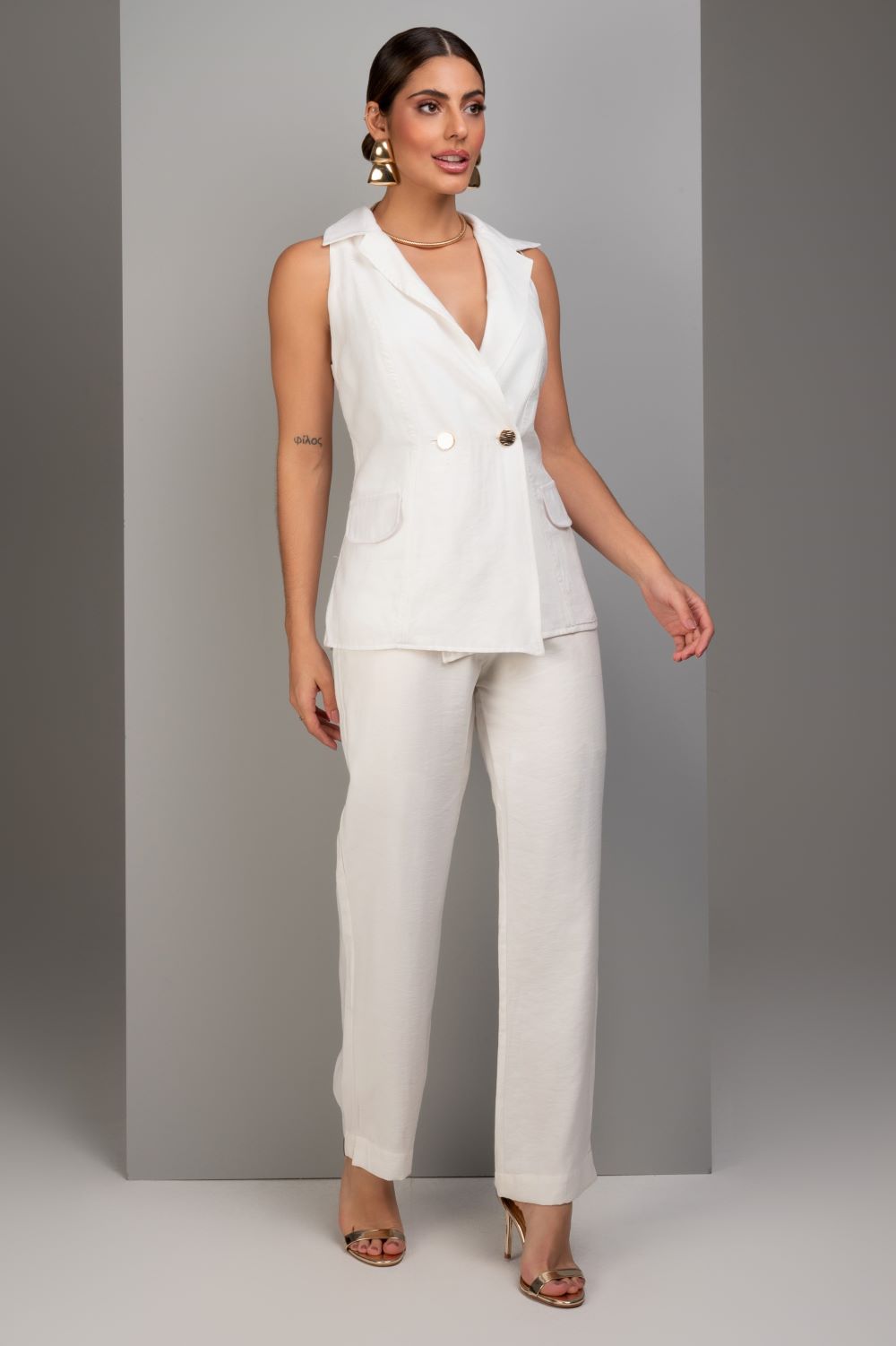 Calca Reta De Alfaiataria Off White Frysaide