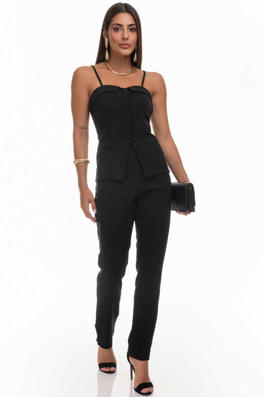 Calça Reta Preta Alfaiataria Frysaide