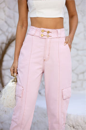 Calça Sarja Mom Frysaide Rosa