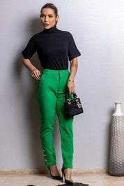 Calça Verde Brim Abotoamento Frysaide