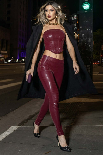 Calça Vermelho Vinil Frysaide