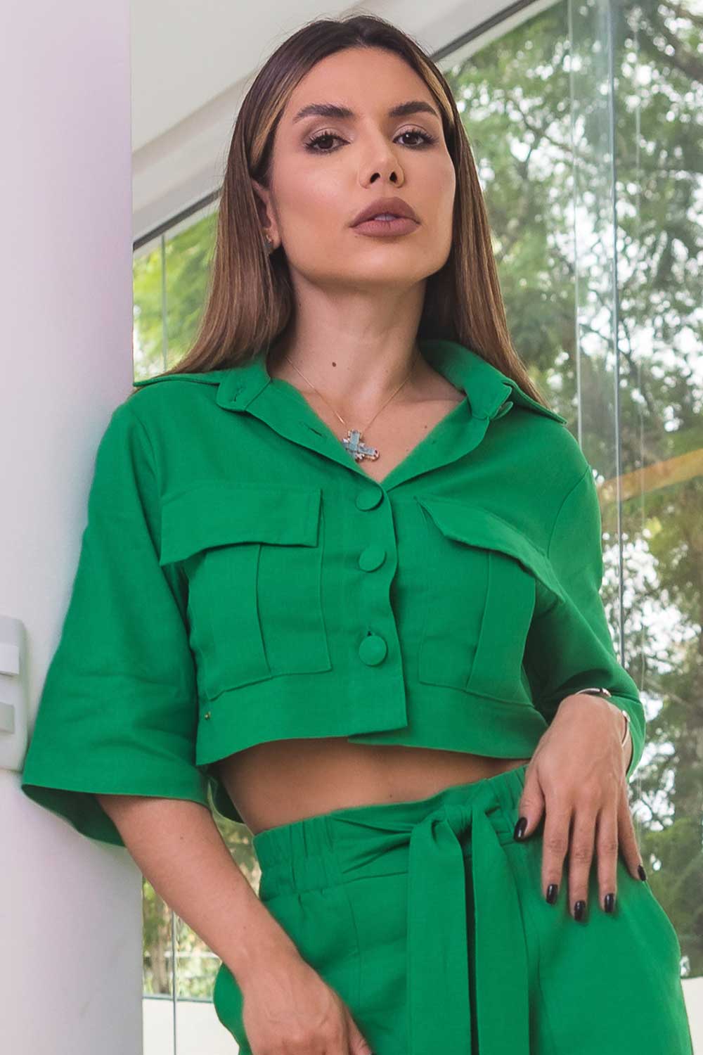Camisa Cropped Verde Cargo Frysaide