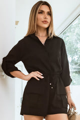 Camisa Linho Preto Abotoada Frysaide
