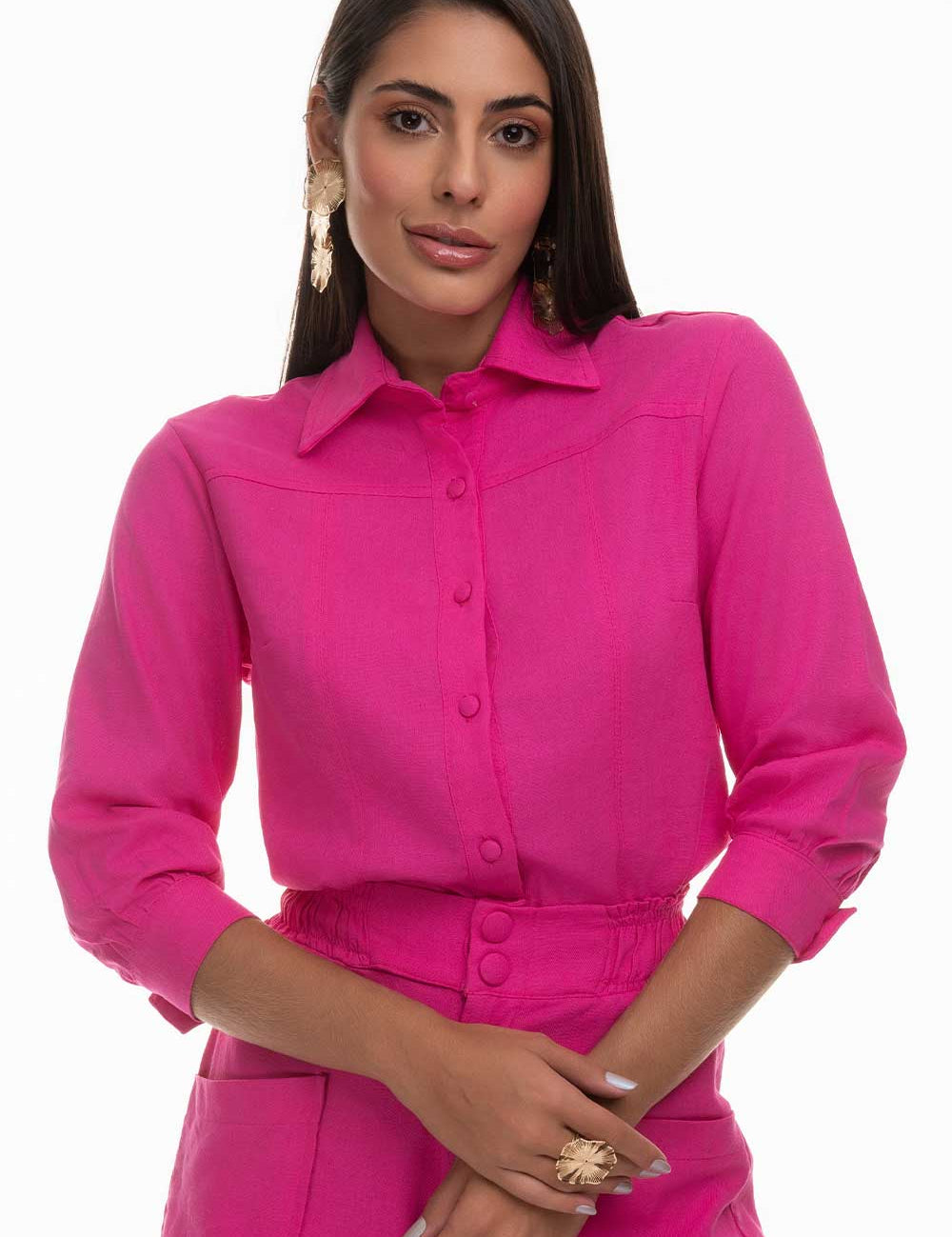 Camisa Rosa Linho Frysaide