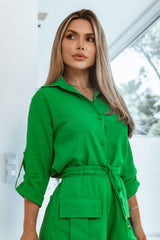 Camisa Verde Linho Manga Abotoada Frysaide