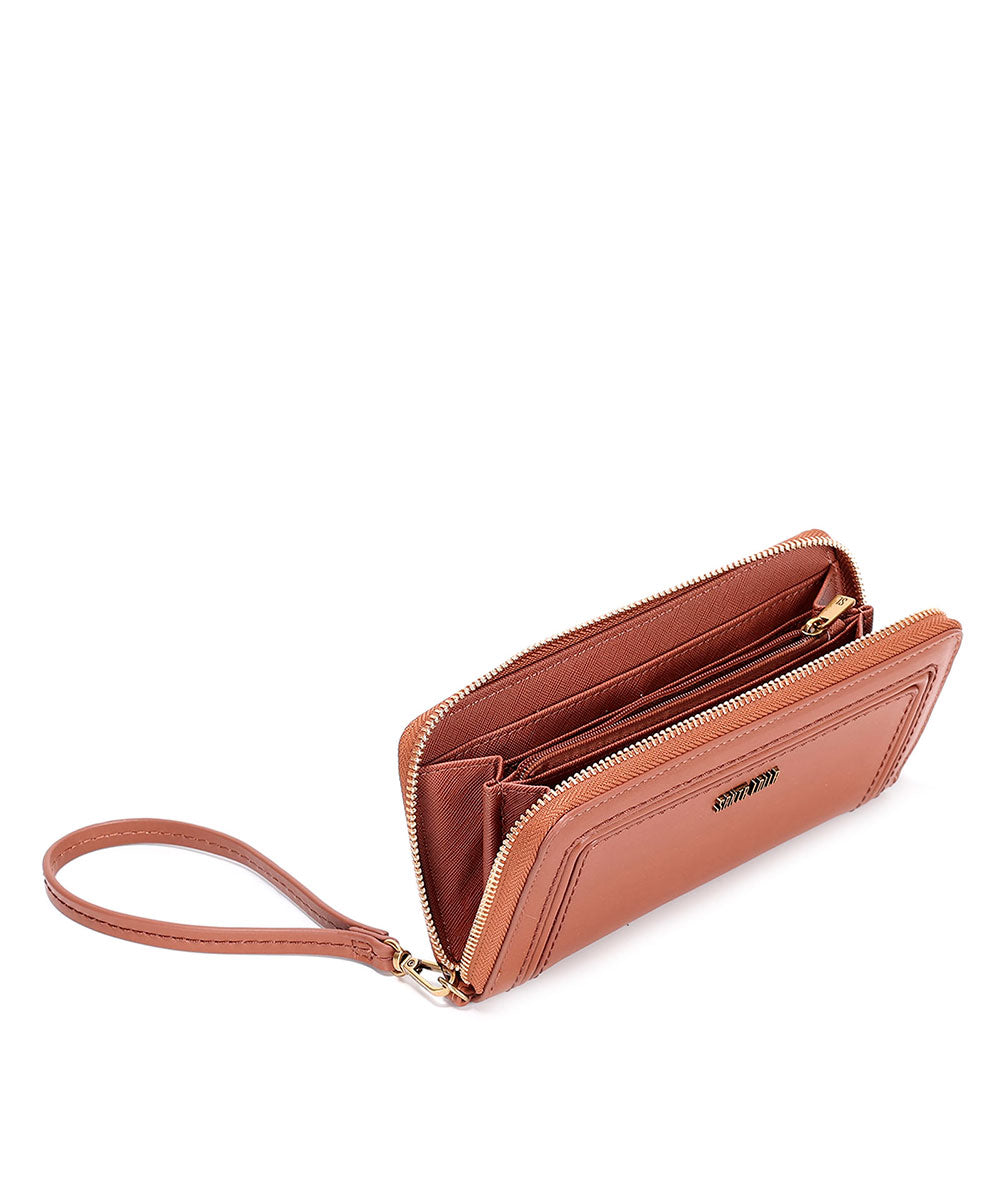 Carteira Grande Santa Lolla Marrom Cinamon Alça Mão