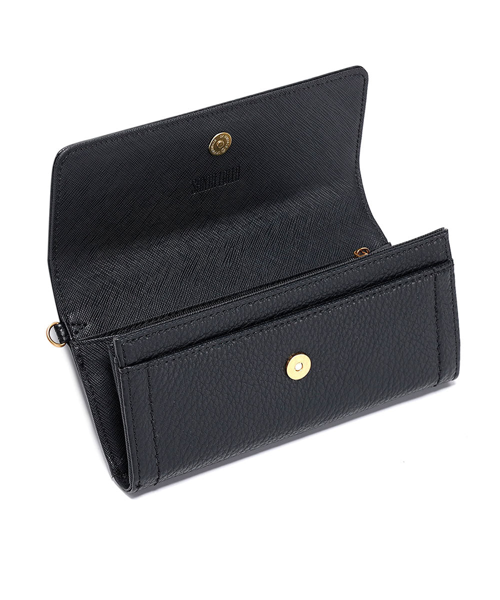 Carteira Grande Santa Lolla Preta Alça Mão