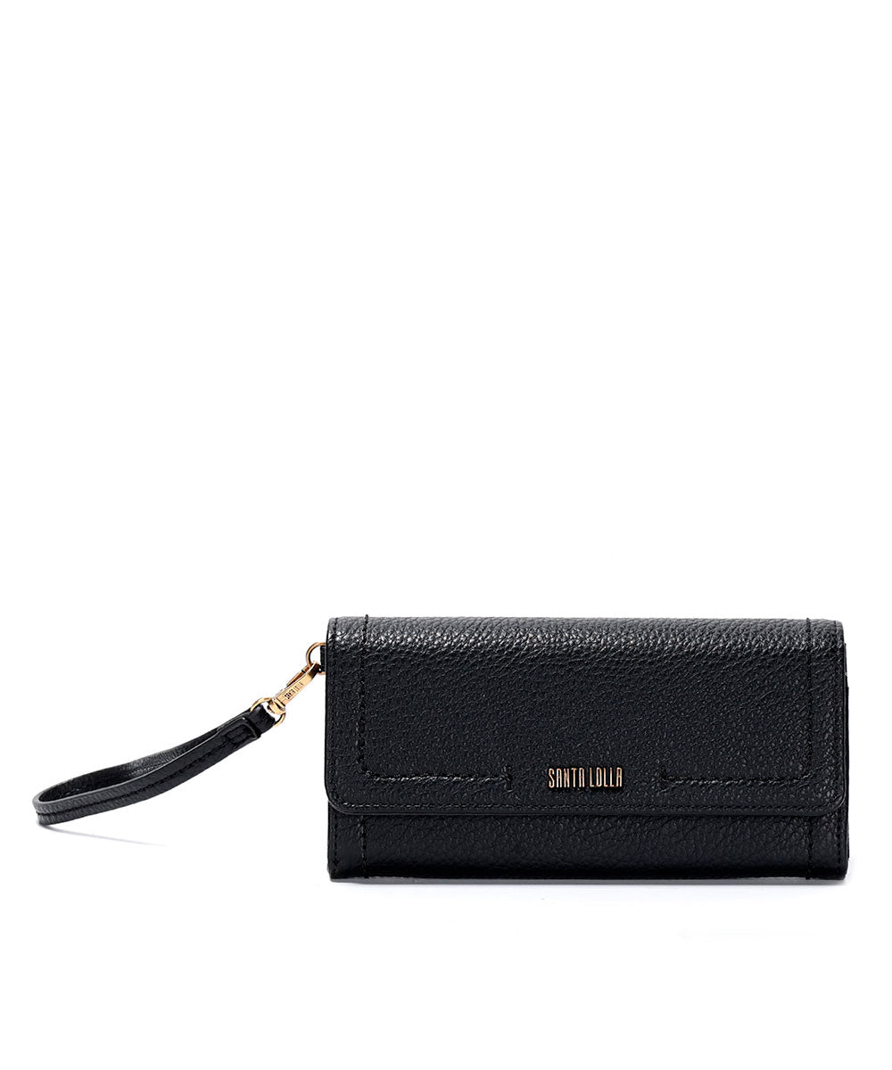Carteira Grande Santa Lolla Preta Alça Mão