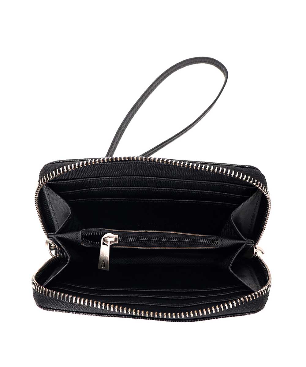 Carteira Grande Santa Lolla Preta Alça Mão