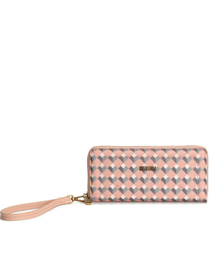 Carteira Grande Santa Lolla Rosa Cubos Alça Mão