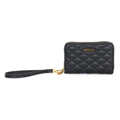 Carteira Pequena Preta Matelassê Santa Lolla Alça De Mão
