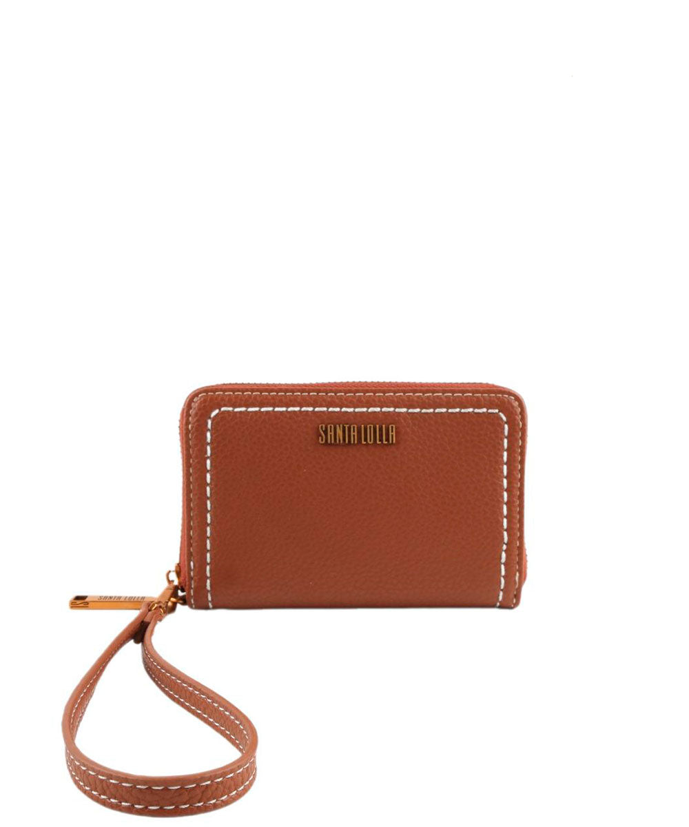 Carteira Pequena Santa Lolla Marrom Pesponto
